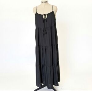 Lularoe Carina Tiered Maxi Dress Casual Resort Black M Medium